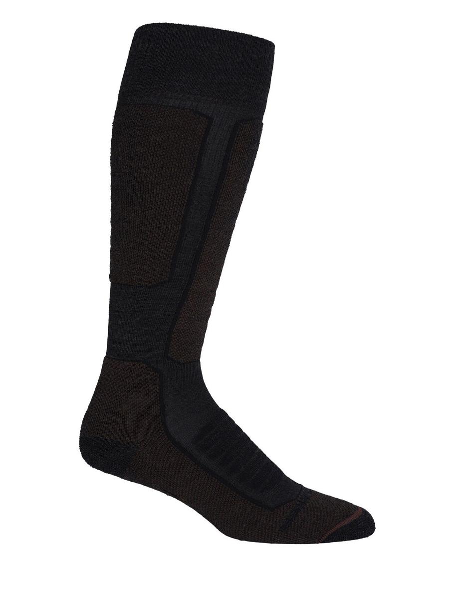 Men's Icebreaker Merino Ski+ Medium Over the Calf Socks Jet Heather / Espresso | CA 1920LISH